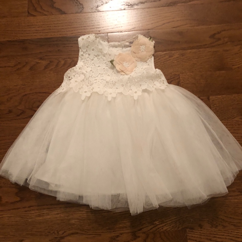 Embroidered Ivory Tulle Dress